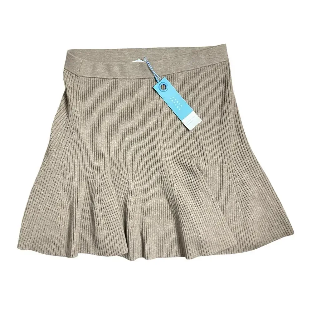 Tanya Taylor Skirt L Brown Knit Flounce Pull On Jennie Academia‎